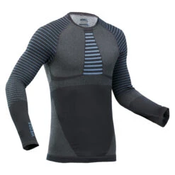 WEDZE Men’s Seamless Ski Base Layer Top BL 980 – Blue/Grey